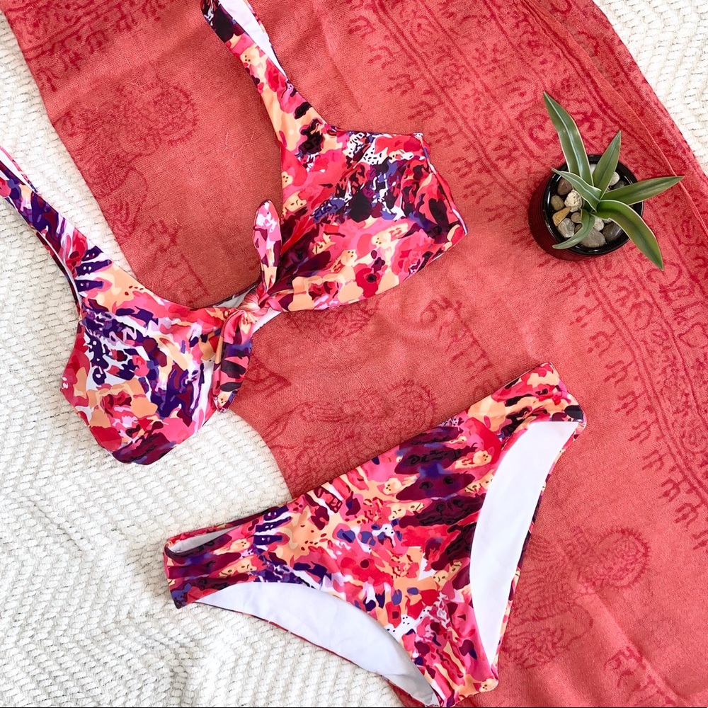 Bikini Top And Bottom Set Multicolor Size Medium